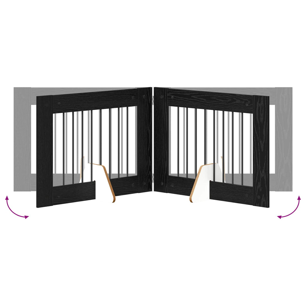 vidaXL Bramka dla psów z podpórkami 2 pcs Czarny dąb 80 x 60 cm