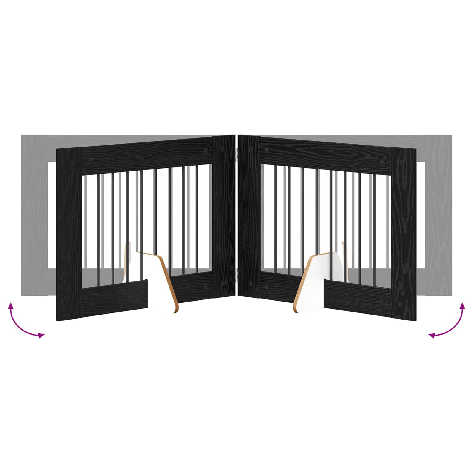 vidaXL Bramka dla psów z podpórkami 2 pcs Czarny dąb 80 x 60 cm