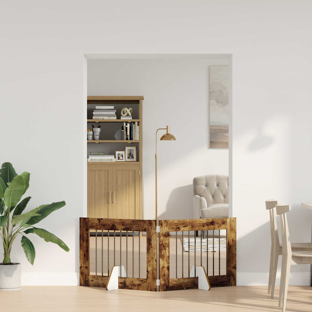 vidaXL Bramka dla psów z podpórkami 2 pcs Dąb wędzony 80 x 60 cm