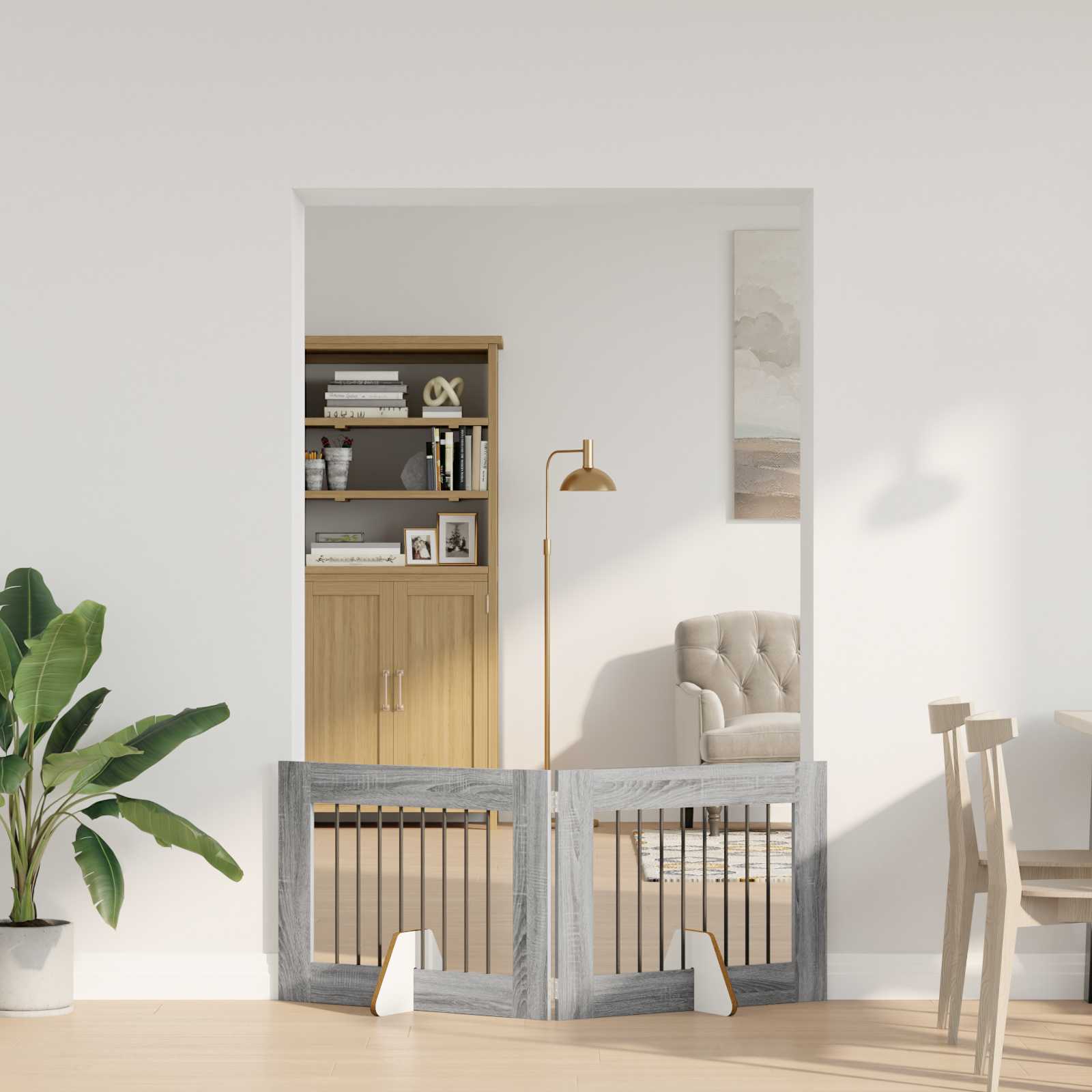 vidaXL Bramka dla psów z podpórkami 2 pcs Szary Sonoma 80 x 60 cm