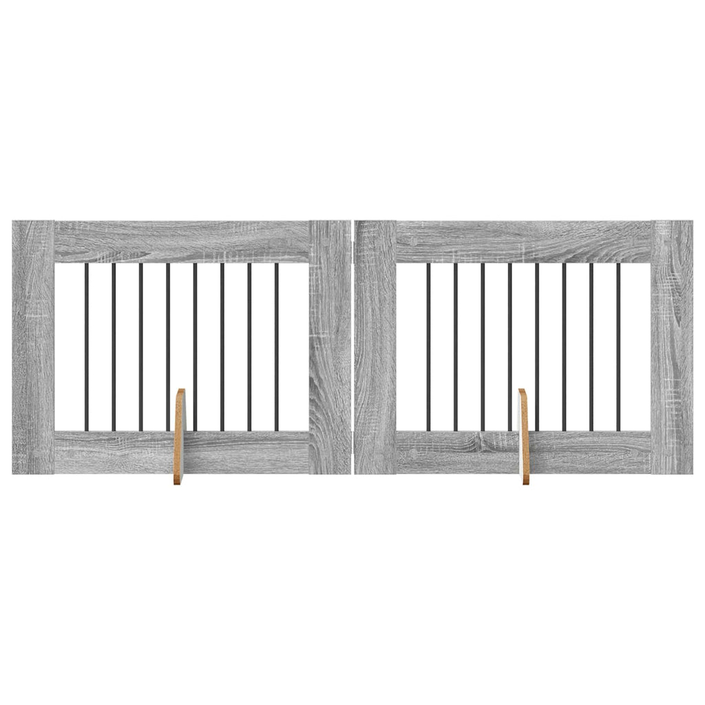 vidaXL Bramka dla psów z podpórkami 2 pcs Szary Sonoma 80 x 60 cm