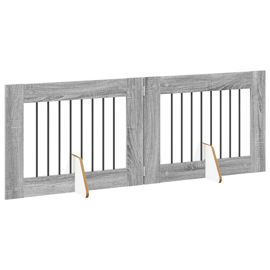 vidaXL Bramka dla psów z podpórkami 2 pcs Szary Sonoma 80 x 60 cm