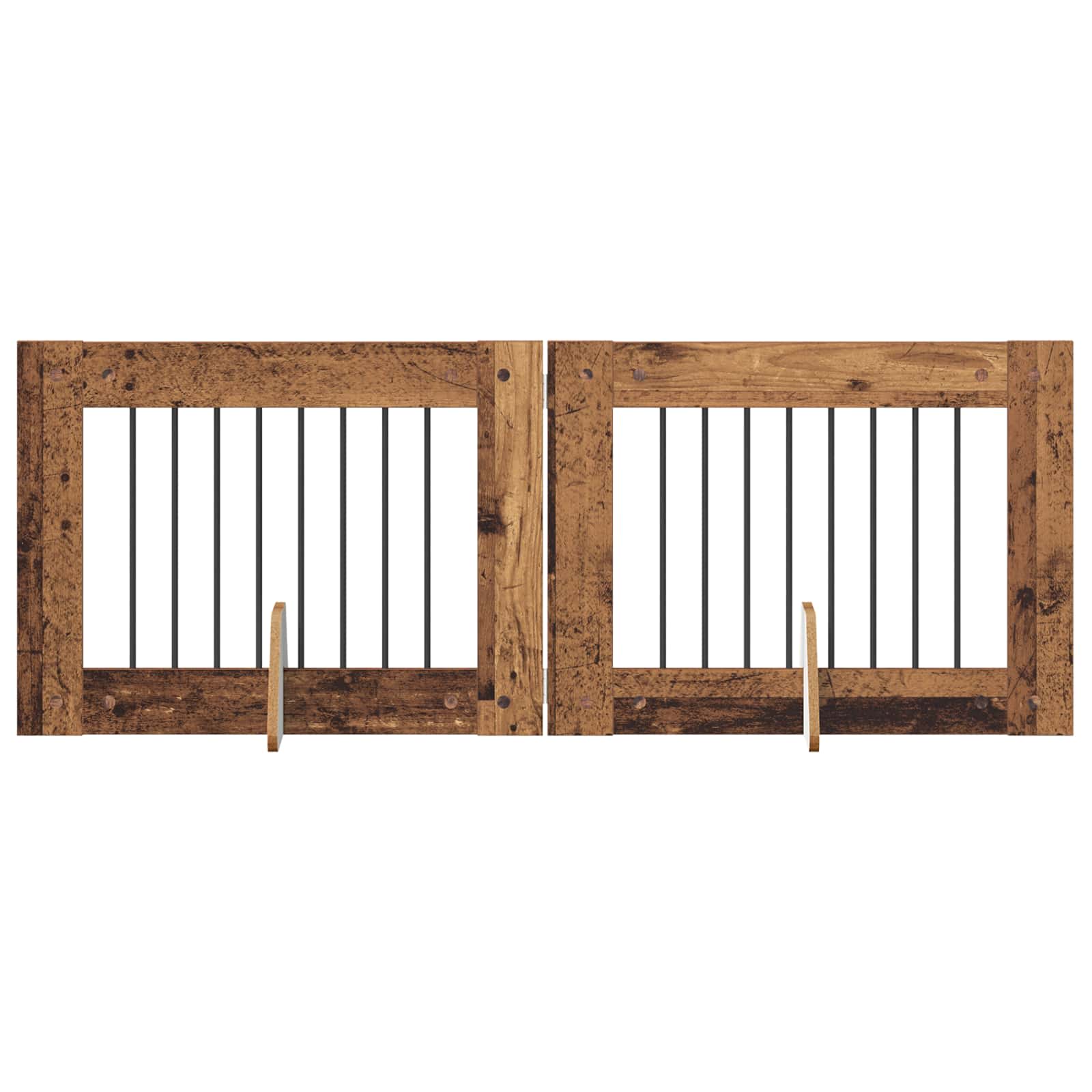 vidaXL Bramka dla psów z podpórkami 2 pcs Stare drewno 80 x 60 cm
