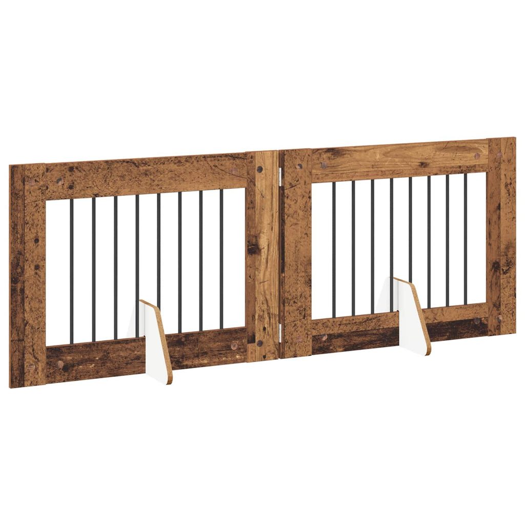 vidaXL Bramka dla psów z podpórkami 2 pcs Stare drewno 80 x 60 cm