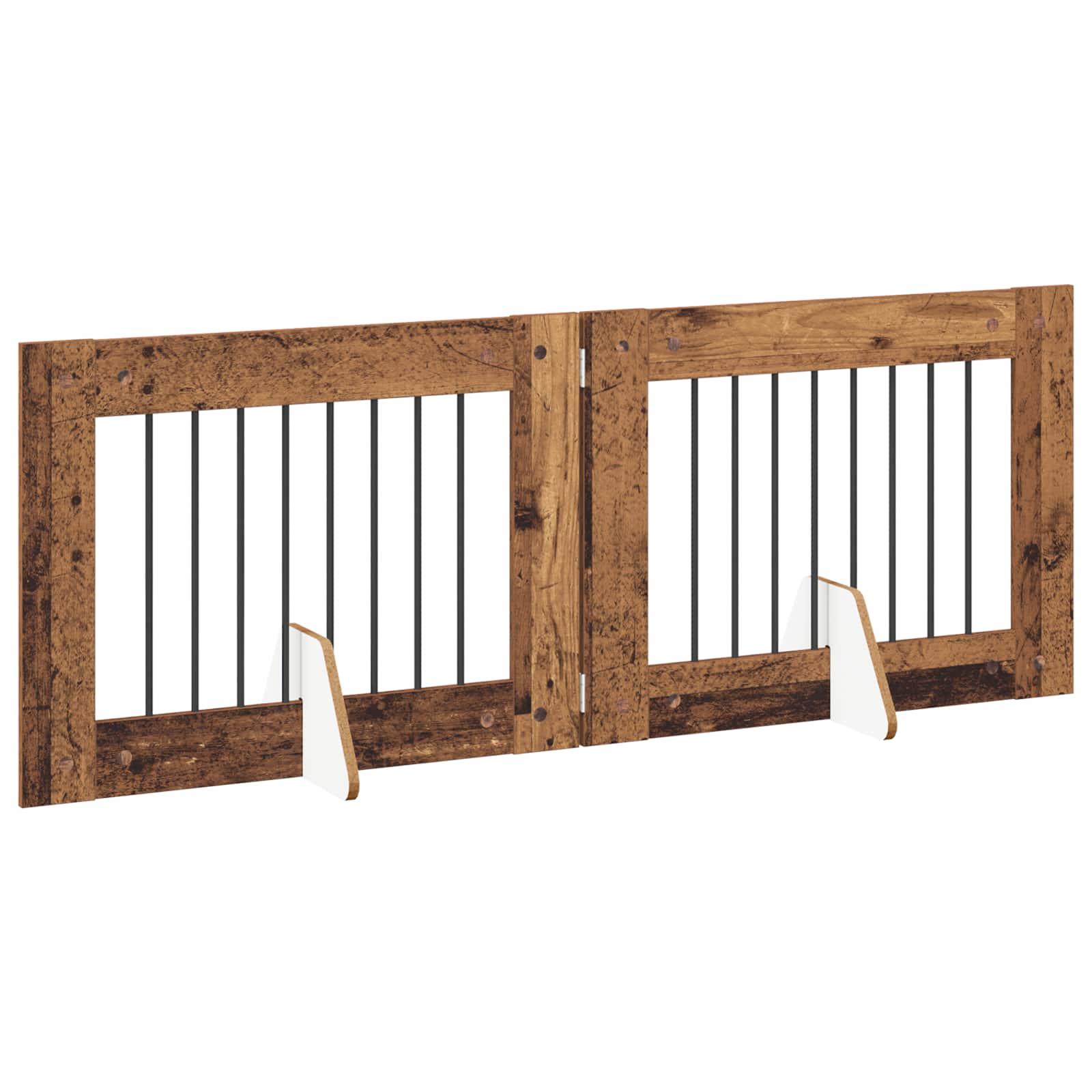vidaXL Bramka dla psów z podpórkami 2 pcs Stare drewno 80 x 60 cm