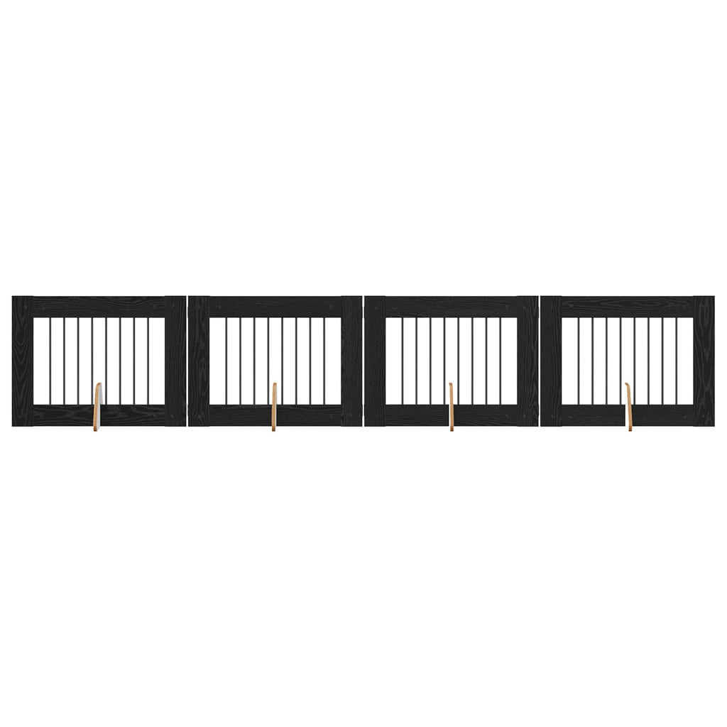 vidaXL Bramka dla psów z podpórkami 4 pcs Czarny dąb 80 x 60 cm