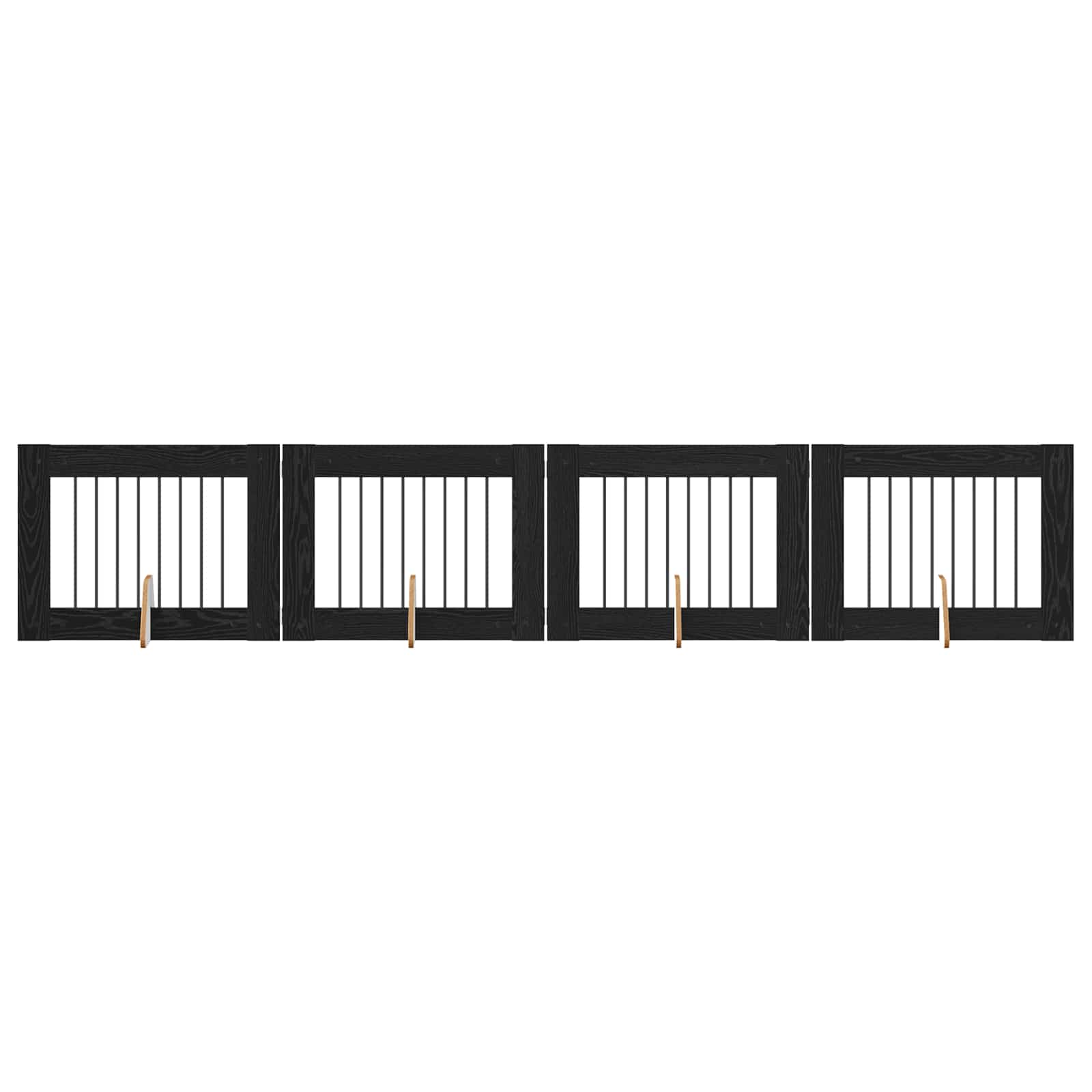vidaXL Bramka dla psów z podpórkami 4 pcs Czarny dąb 80 x 60 cm