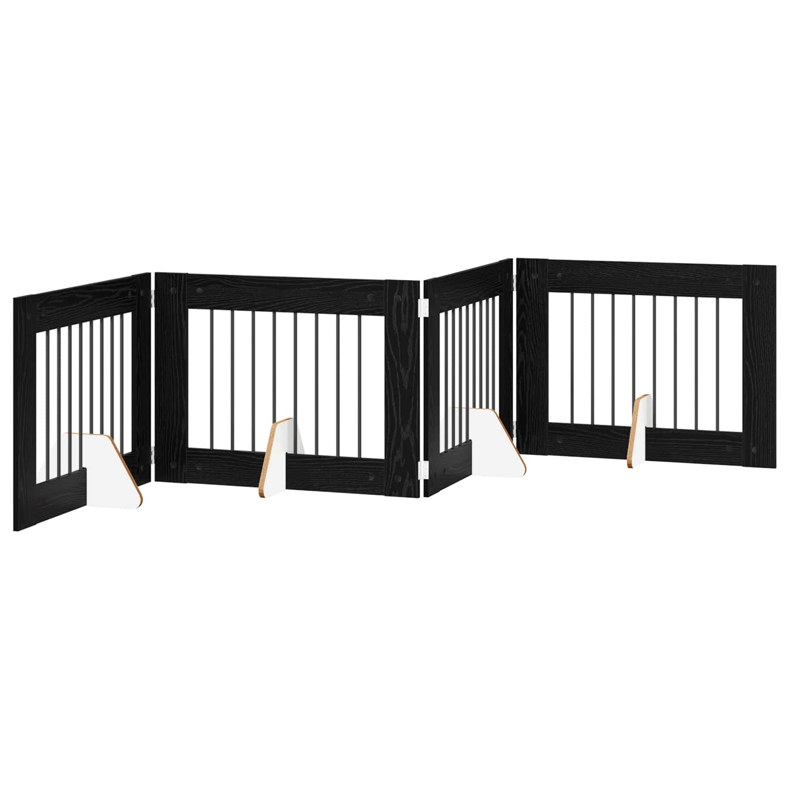 vidaXL Bramka dla psów z podpórkami 4 pcs Czarny dąb 80 x 60 cm