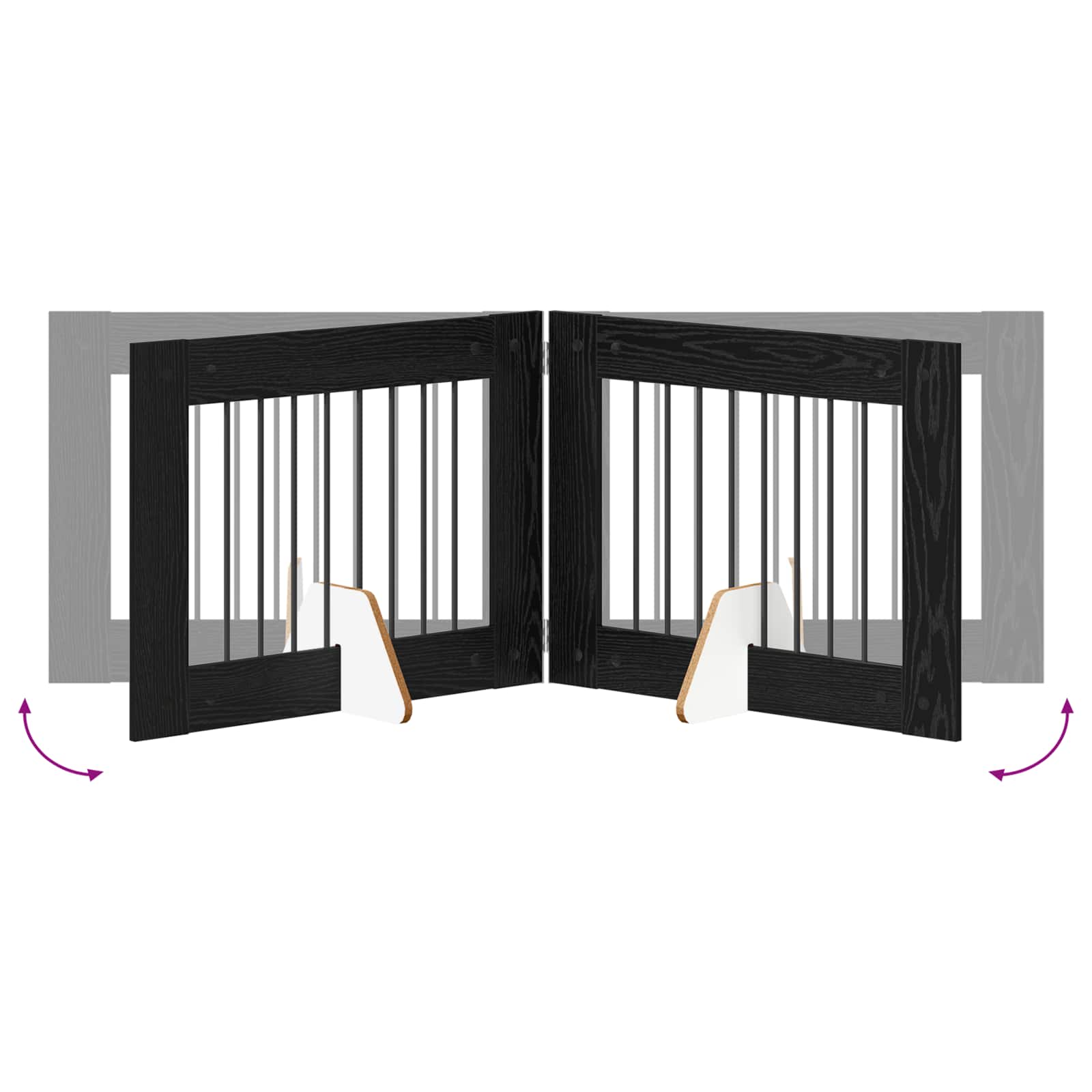 vidaXL Bramka dla psów z podpórkami 4 pcs Czarny dąb 80 x 60 cm