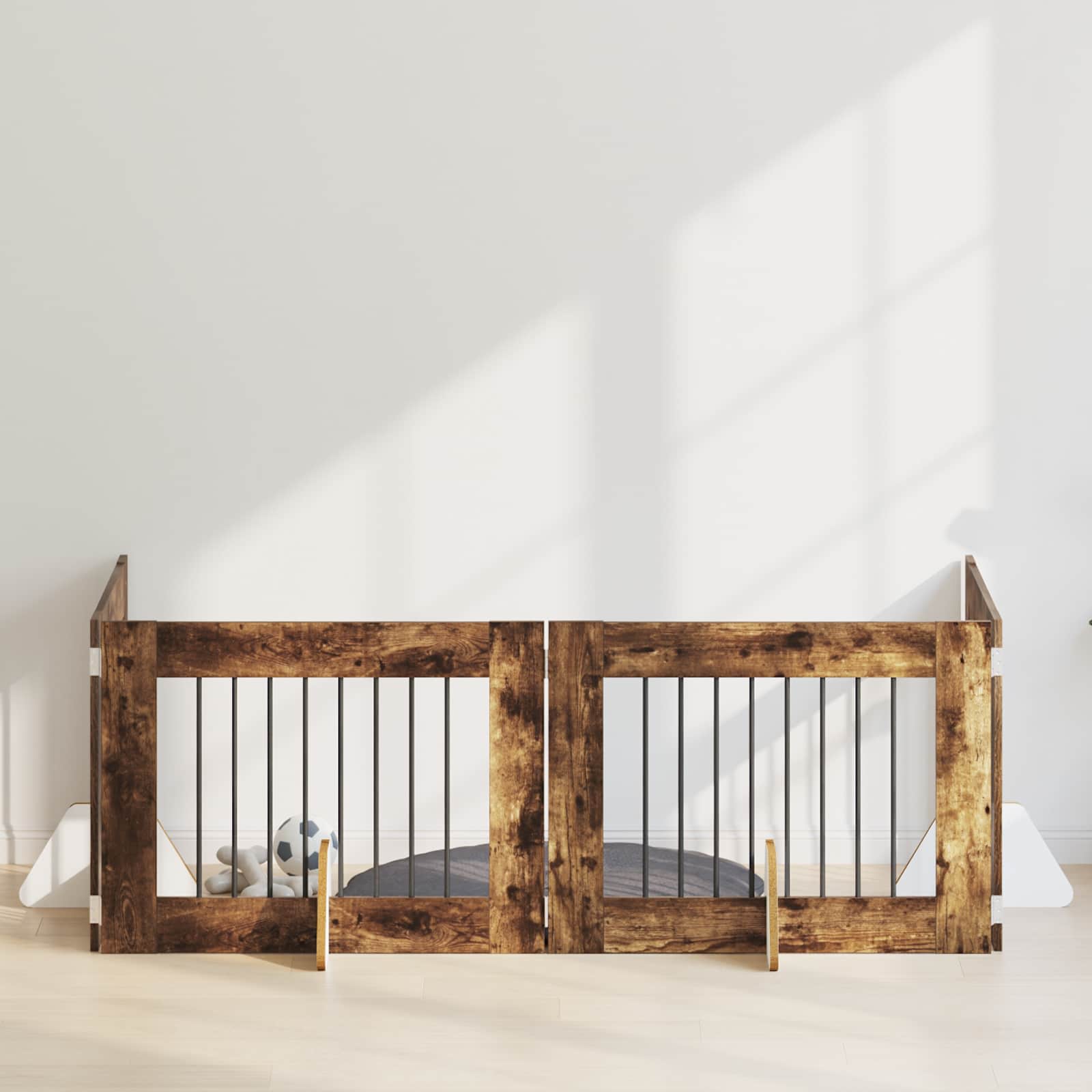 vidaXL Bramka dla psów z podpórkami 4 pcs Dąb wędzony 80 x 60 cm