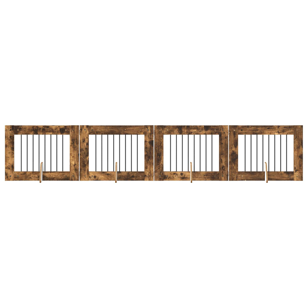 vidaXL Bramka dla psów z podpórkami 4 pcs Dąb wędzony 80 x 60 cm