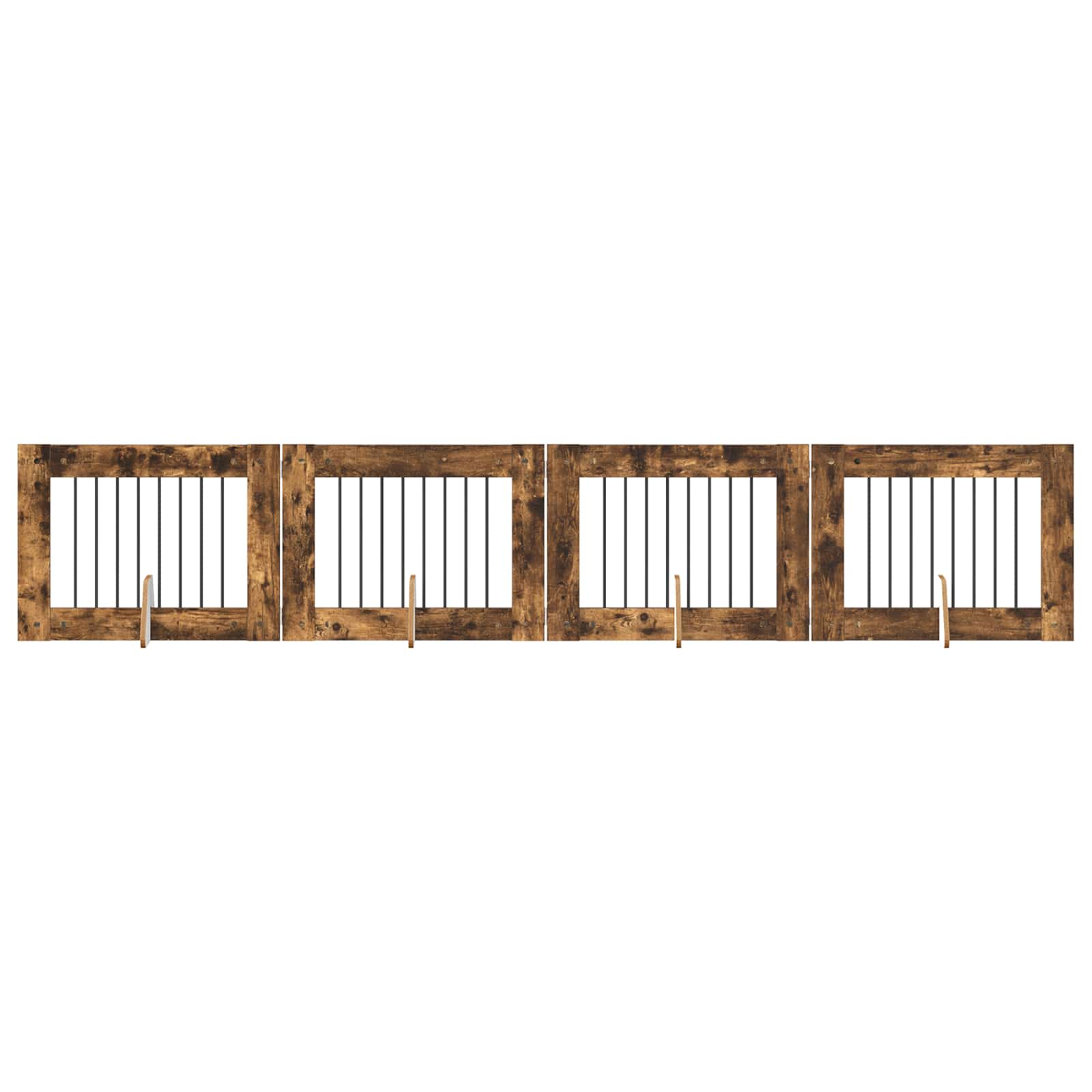 vidaXL Bramka dla psów z podpórkami 4 pcs Dąb wędzony 80 x 60 cm