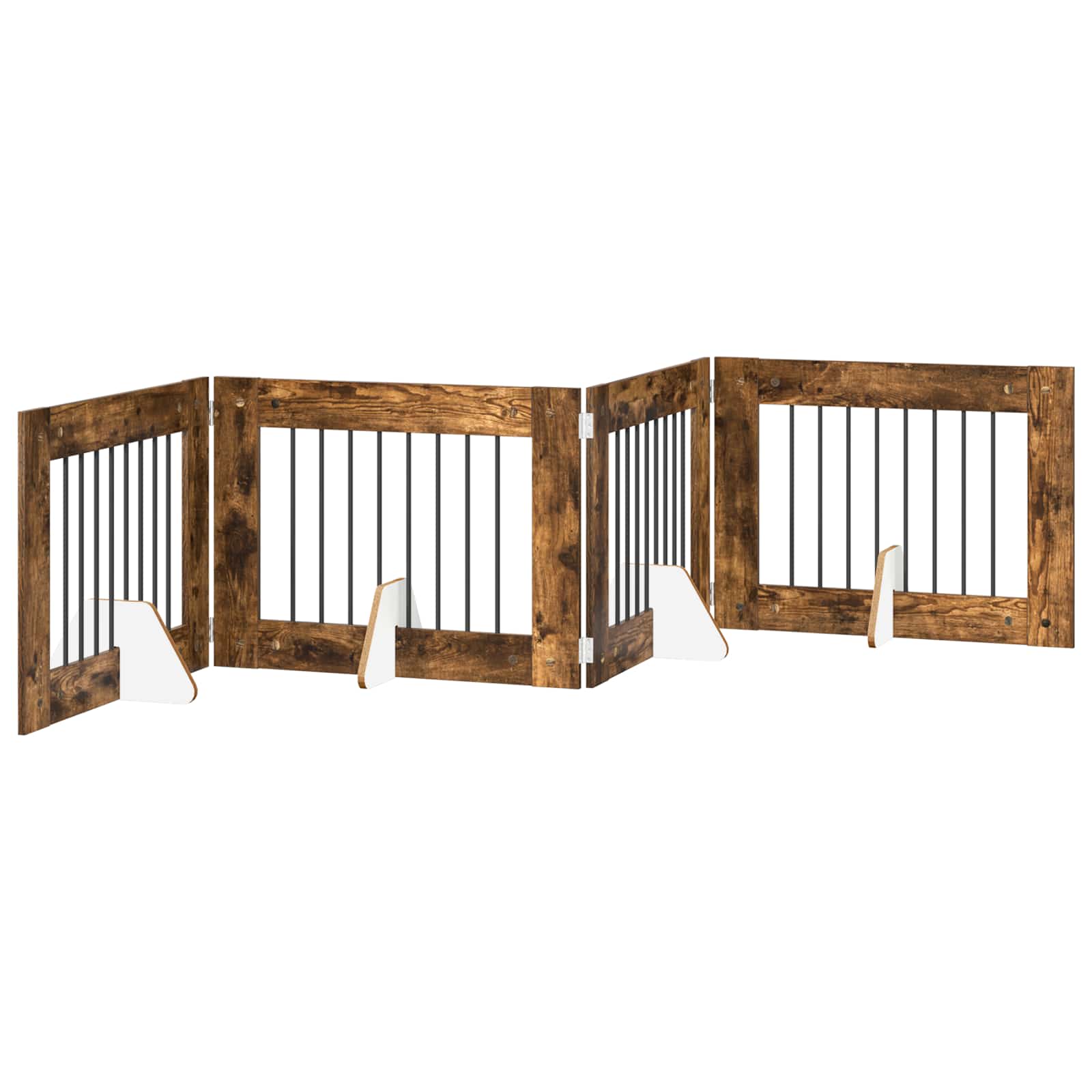 vidaXL Bramka dla psów z podpórkami 4 pcs Dąb wędzony 80 x 60 cm