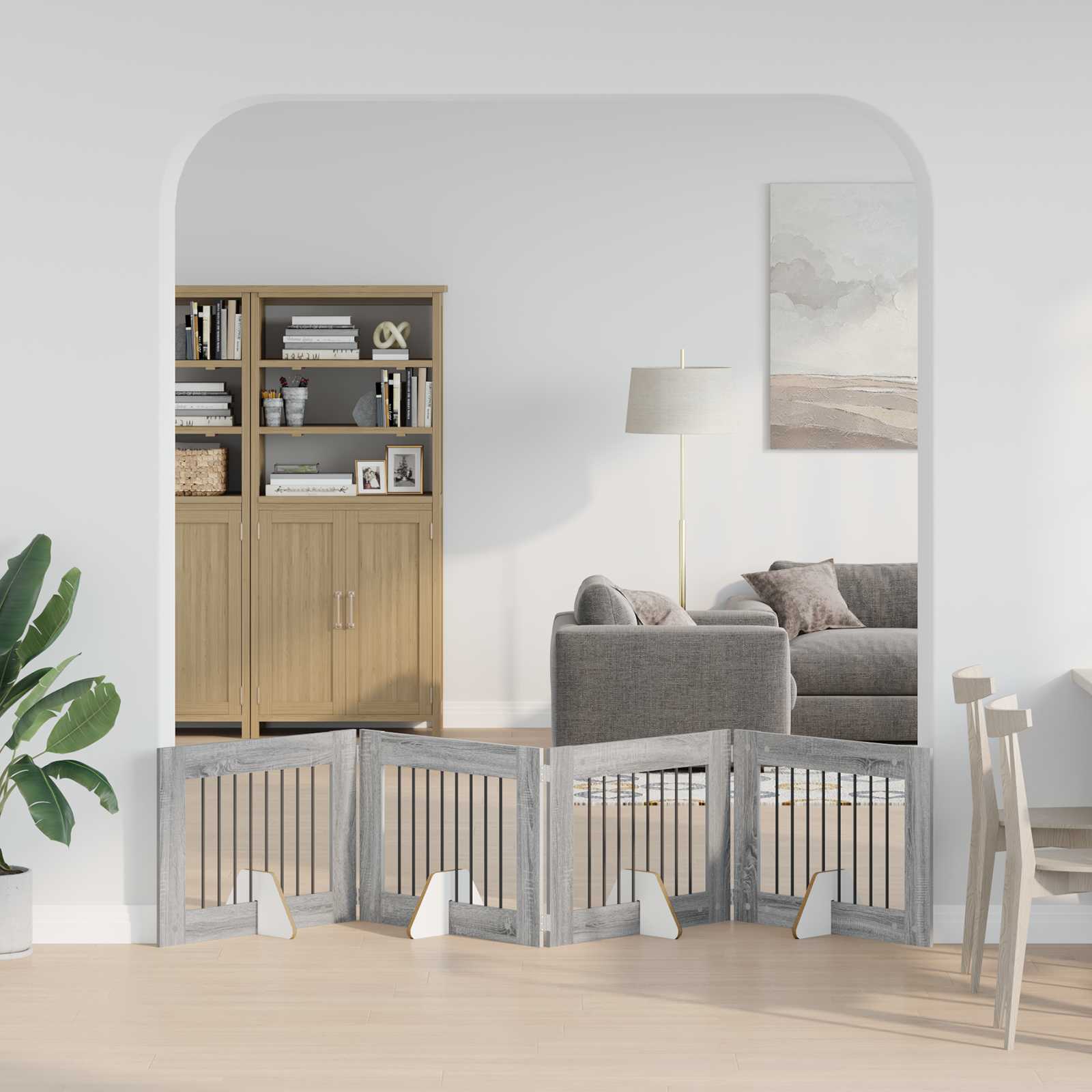 vidaXL Bramka dla psów z podpórkami 4 pcs Szary Sonoma 80 x 60 cm