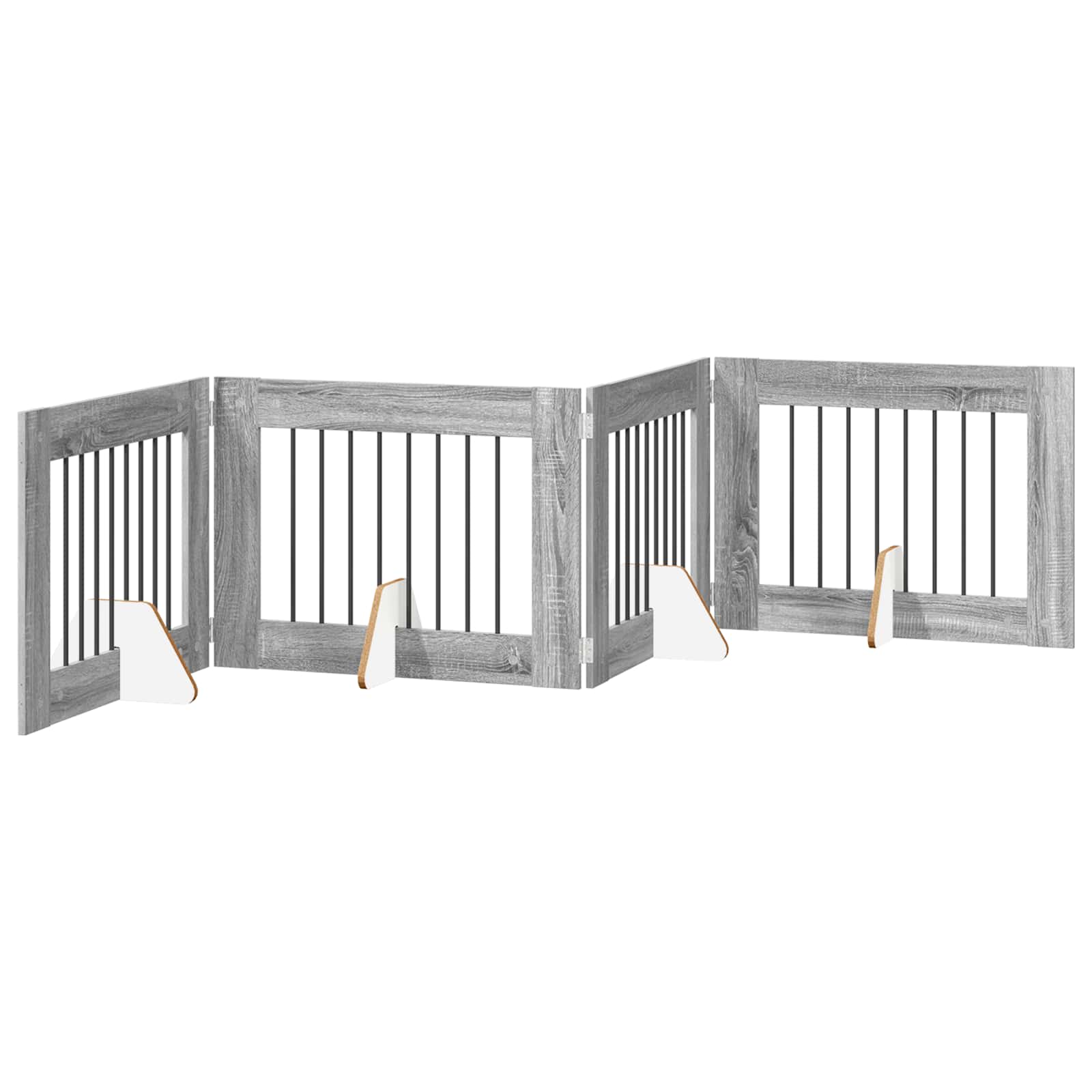 vidaXL Bramka dla psów z podpórkami 4 pcs Szary Sonoma 80 x 60 cm