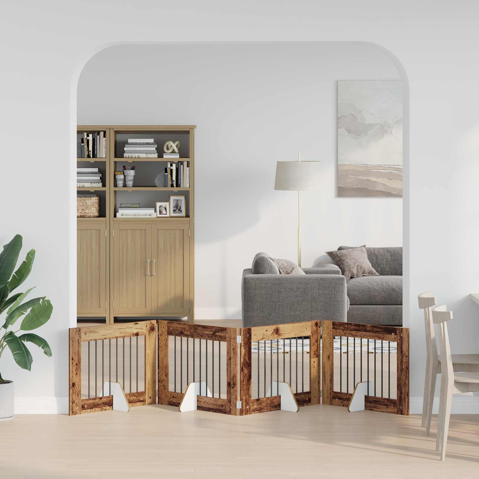 vidaXL Bramka dla psów z podpórkami 4 pcs Stare drewno 80 x 60 cm