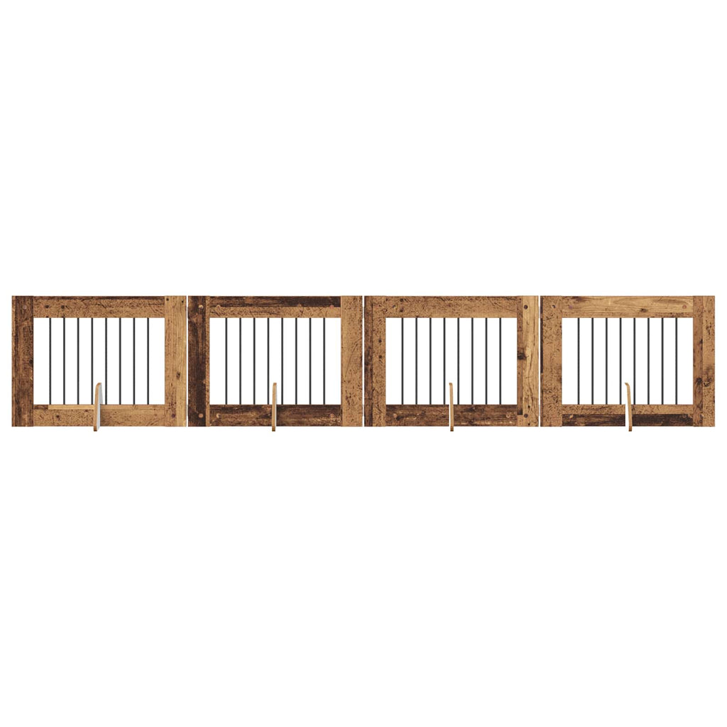 vidaXL Bramka dla psów z podpórkami 4 pcs Stare drewno 80 x 60 cm