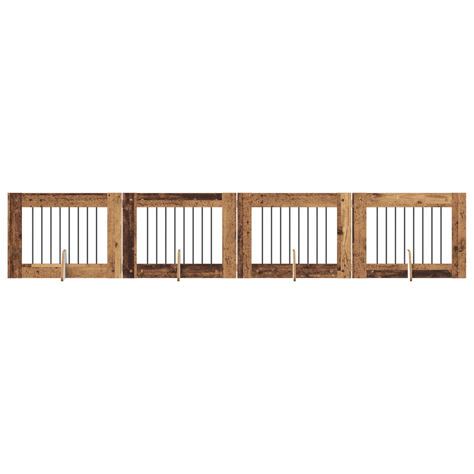 vidaXL Bramka dla psów z podpórkami 4 pcs Stare drewno 80 x 60 cm