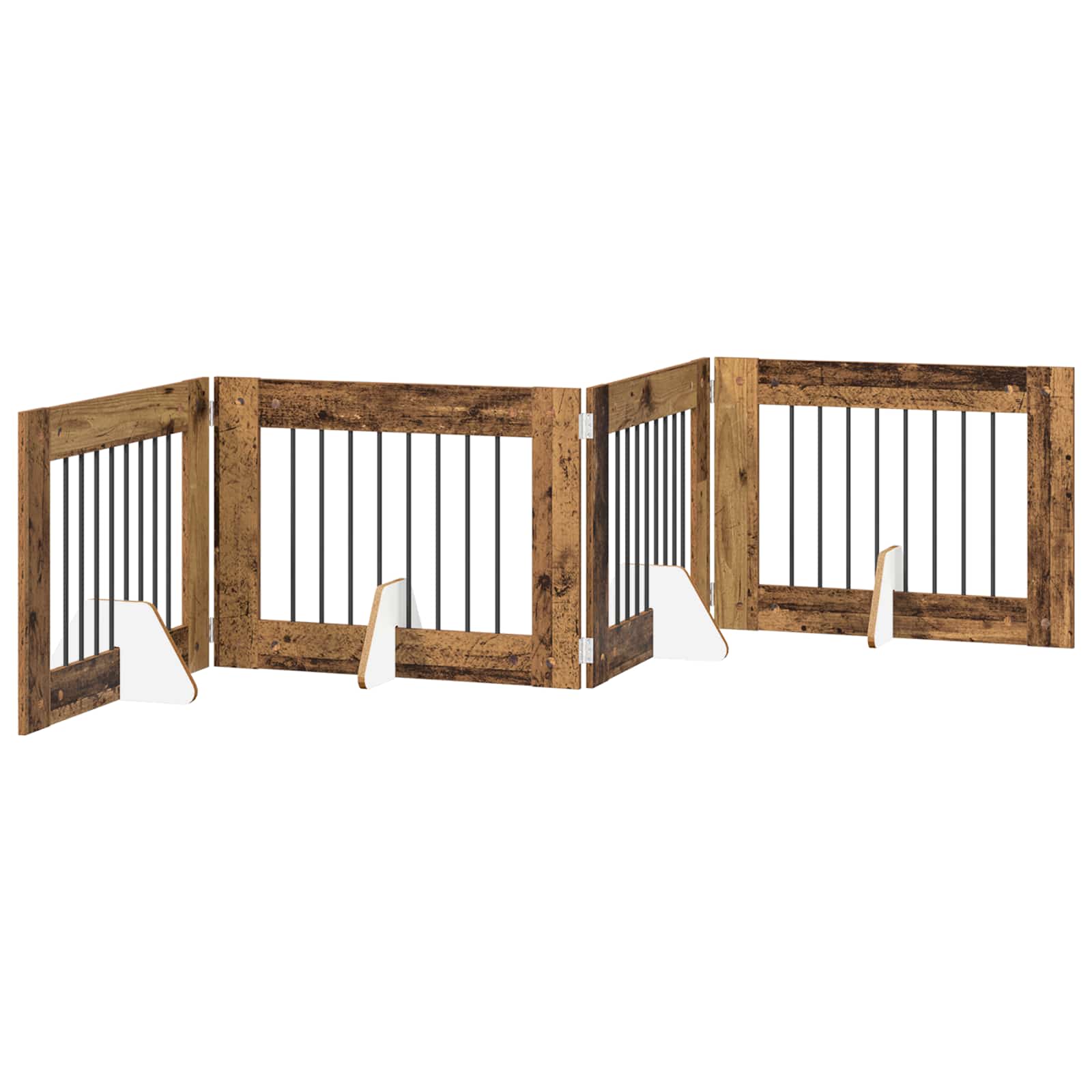 vidaXL Bramka dla psów z podpórkami 4 pcs Stare drewno 80 x 60 cm