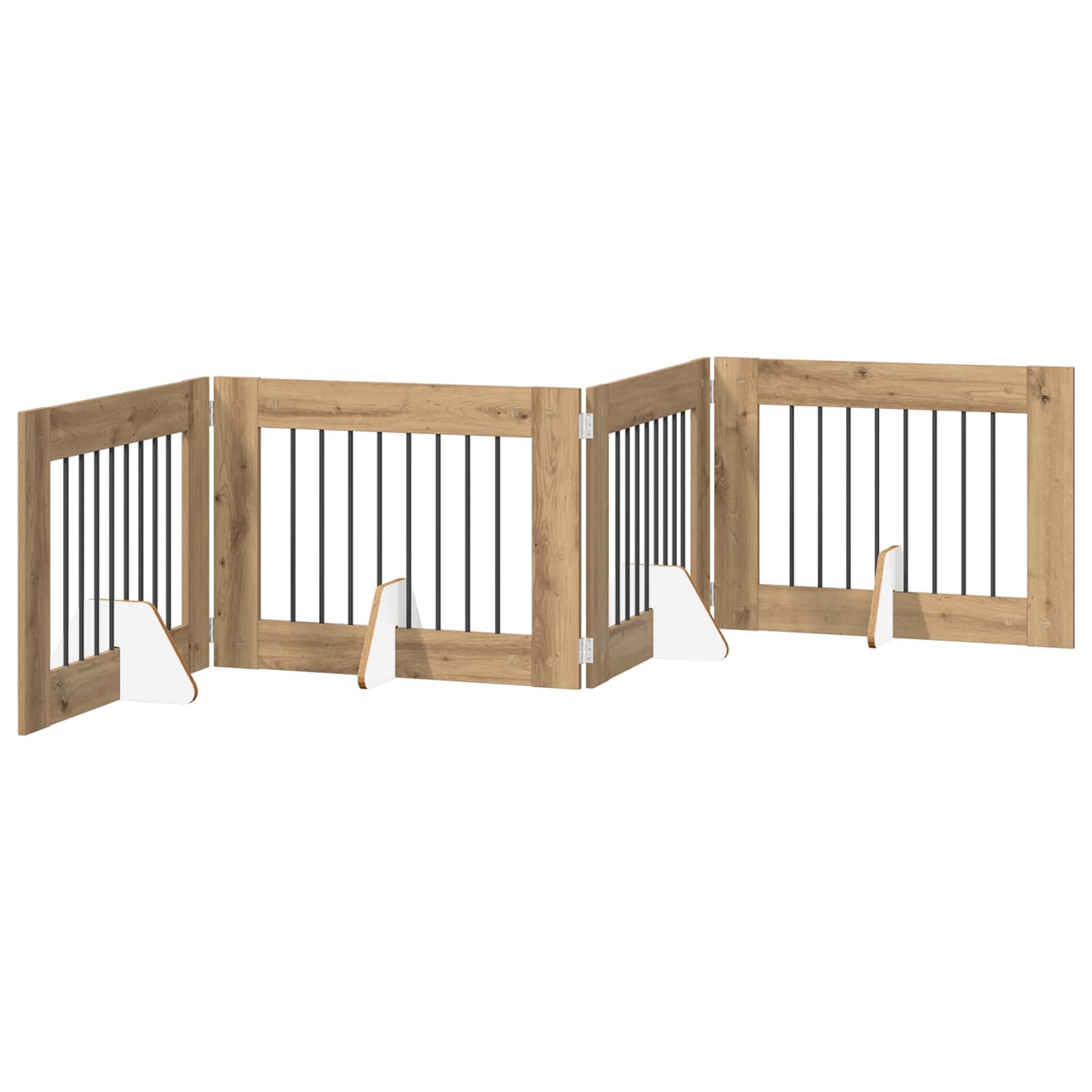 vidaXL Składana bramka dla psa z podpórkami 4 szt. Dąb artisan 321 cm