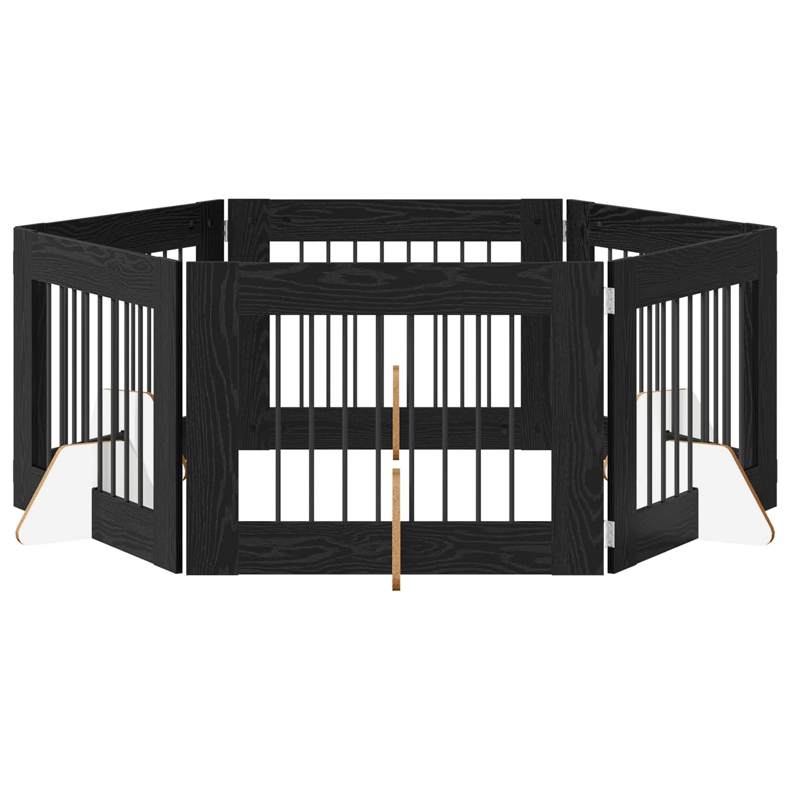 vidaXL Bramka dla psów z podpórkami 6 pcs Czarny dąb 80 x 60 cm