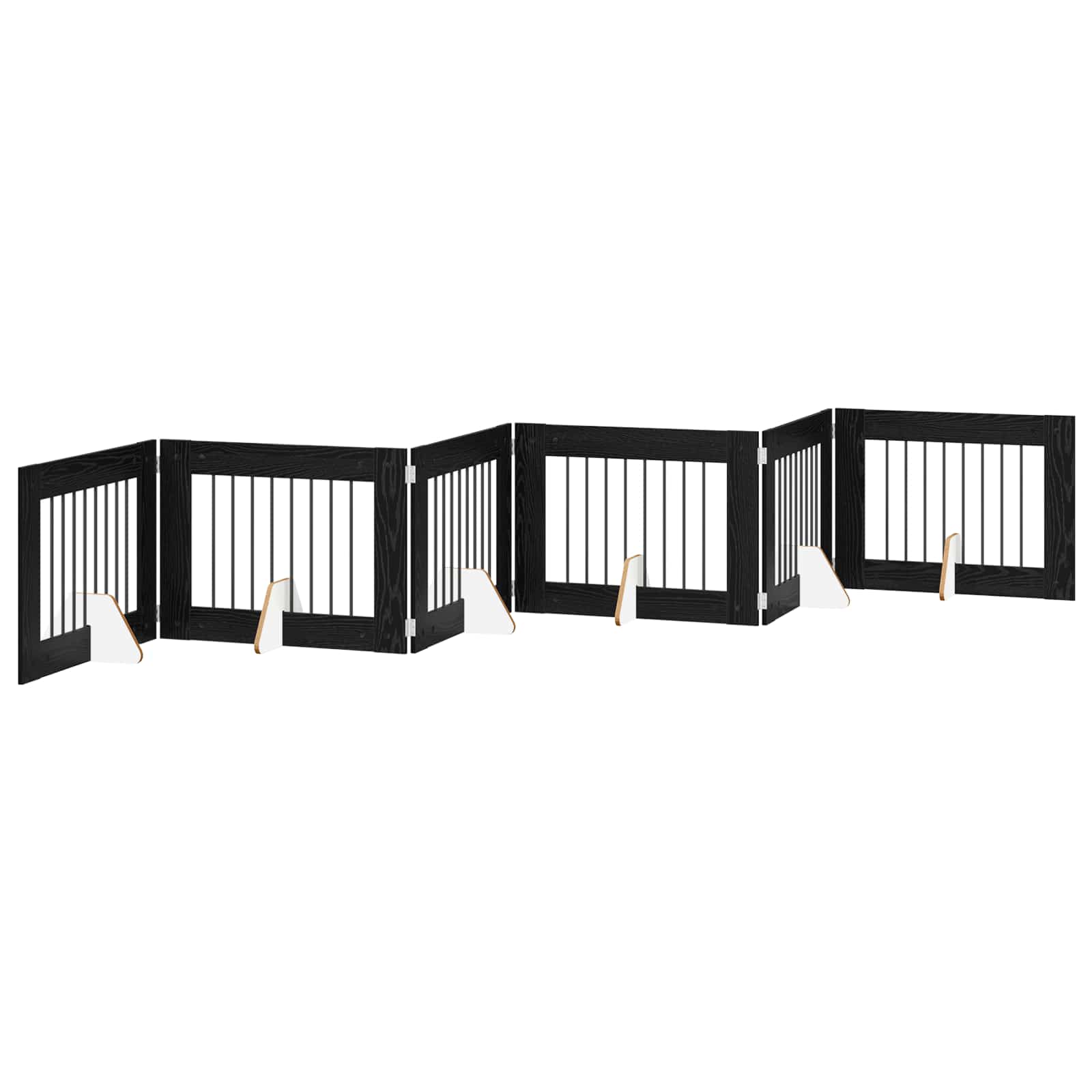 vidaXL Bramka dla psów z podpórkami 6 pcs Czarny dąb 80 x 60 cm