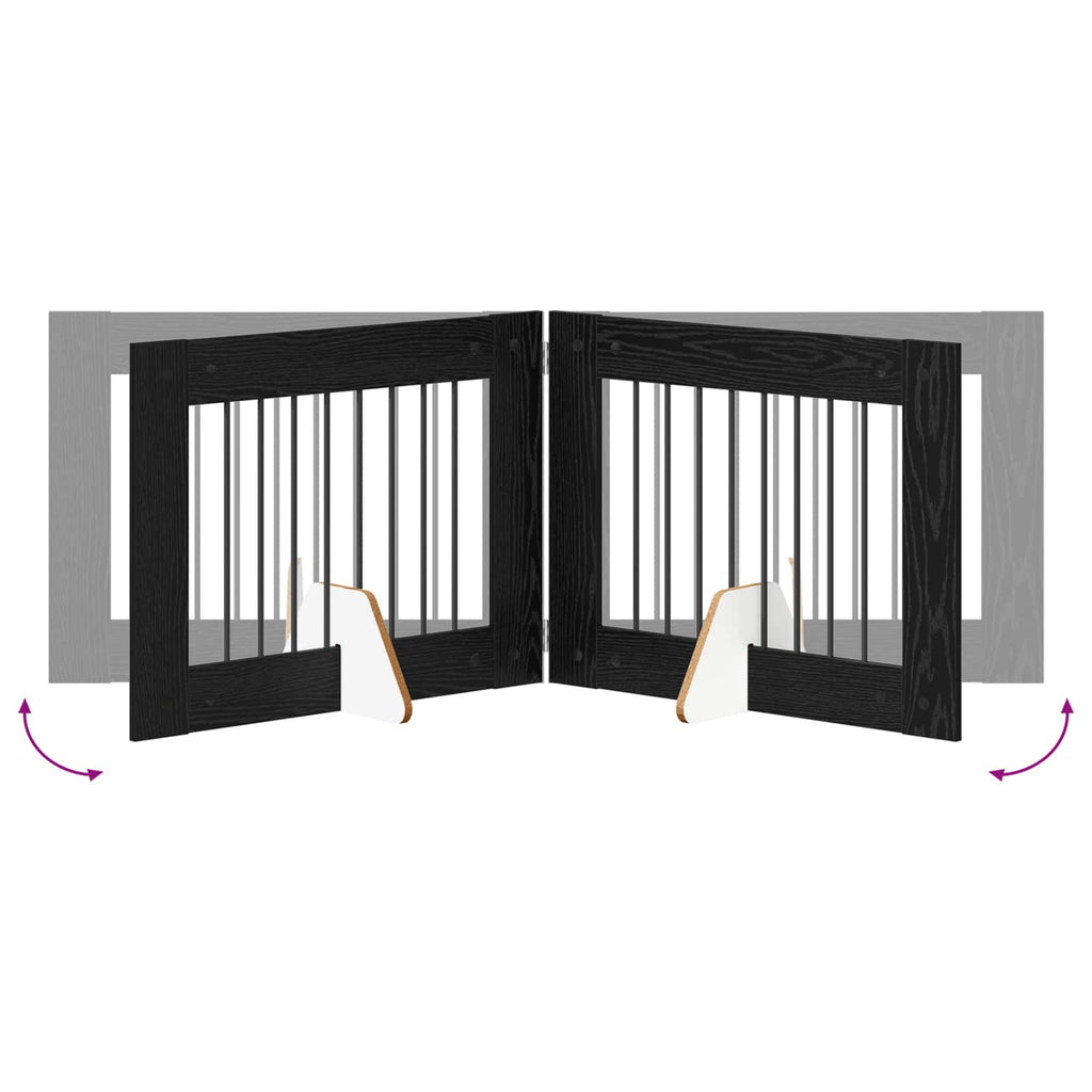 vidaXL Bramka dla psów z podpórkami 6 pcs Czarny dąb 80 x 60 cm