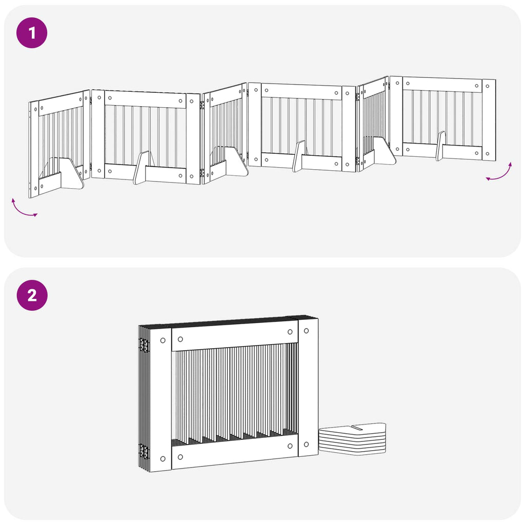 vidaXL Bramka dla psów z podpórkami 6 pcs Czarny dąb 80 x 60 cm