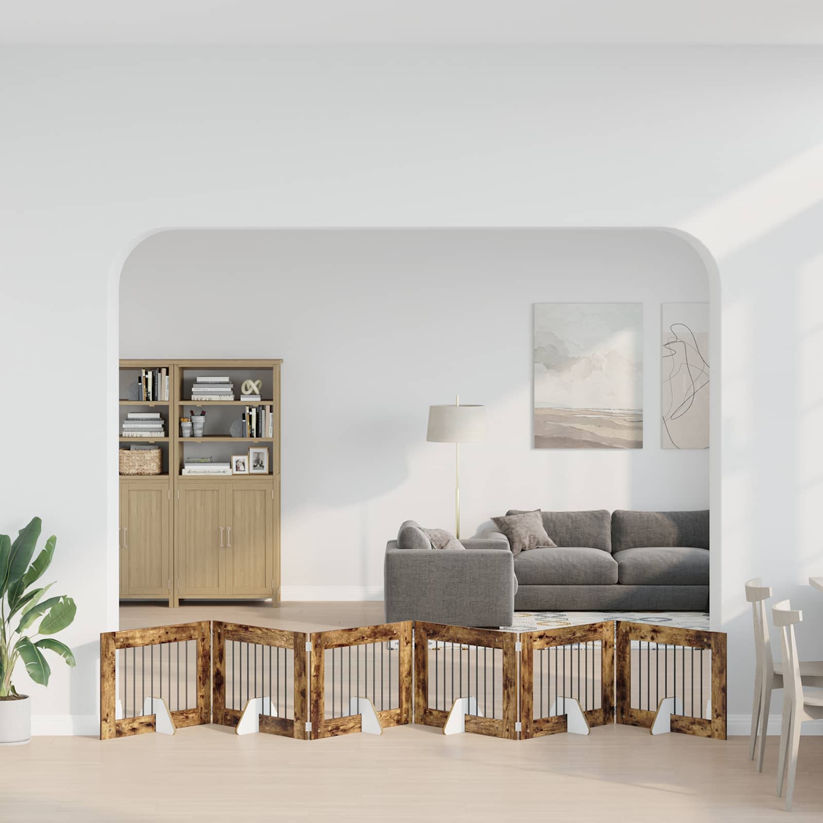vidaXL Bramka dla psów z podpórkami 6 pcs Dąb wędzony 80 x 60 cm