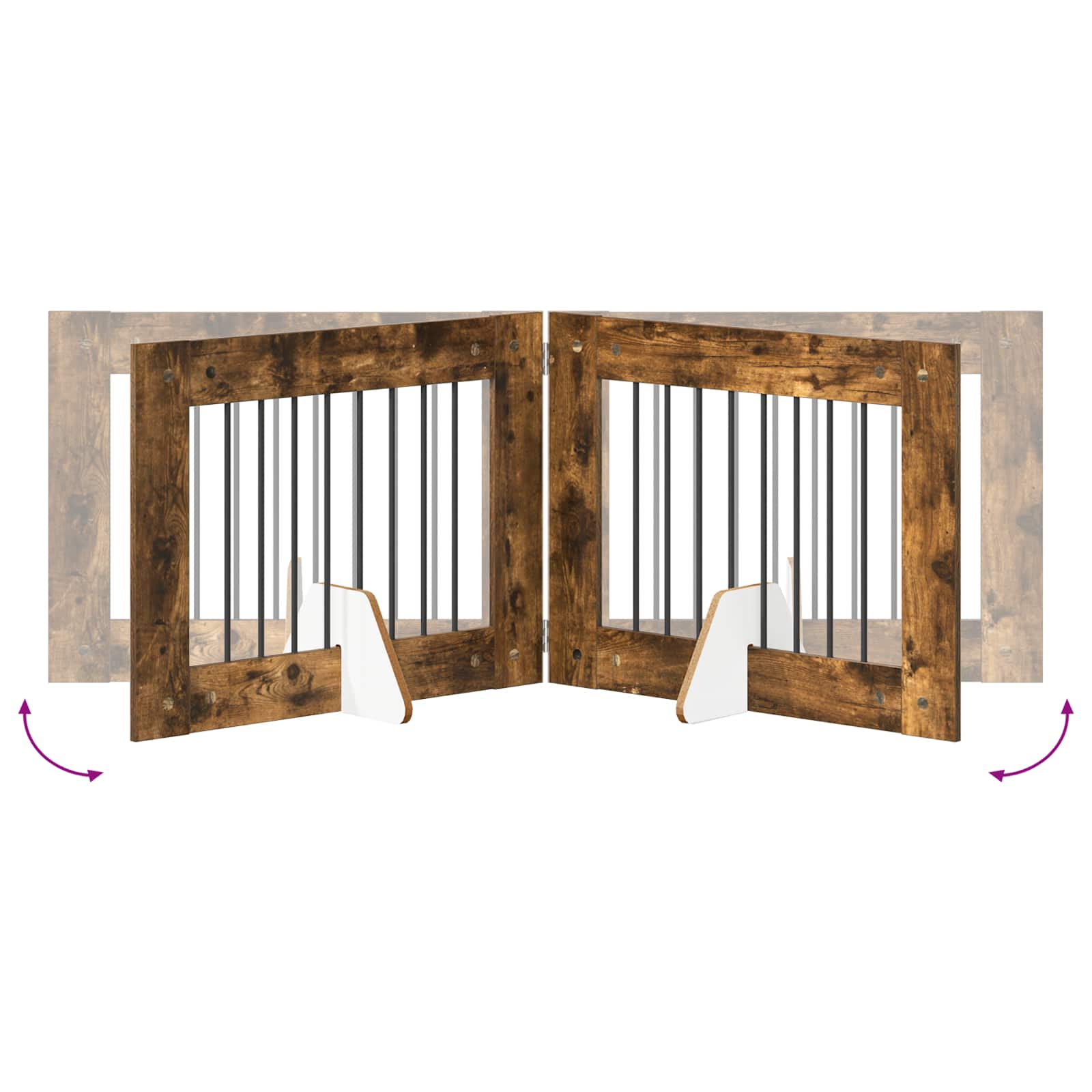 vidaXL Bramka dla psów z podpórkami 6 pcs Dąb wędzony 80 x 60 cm