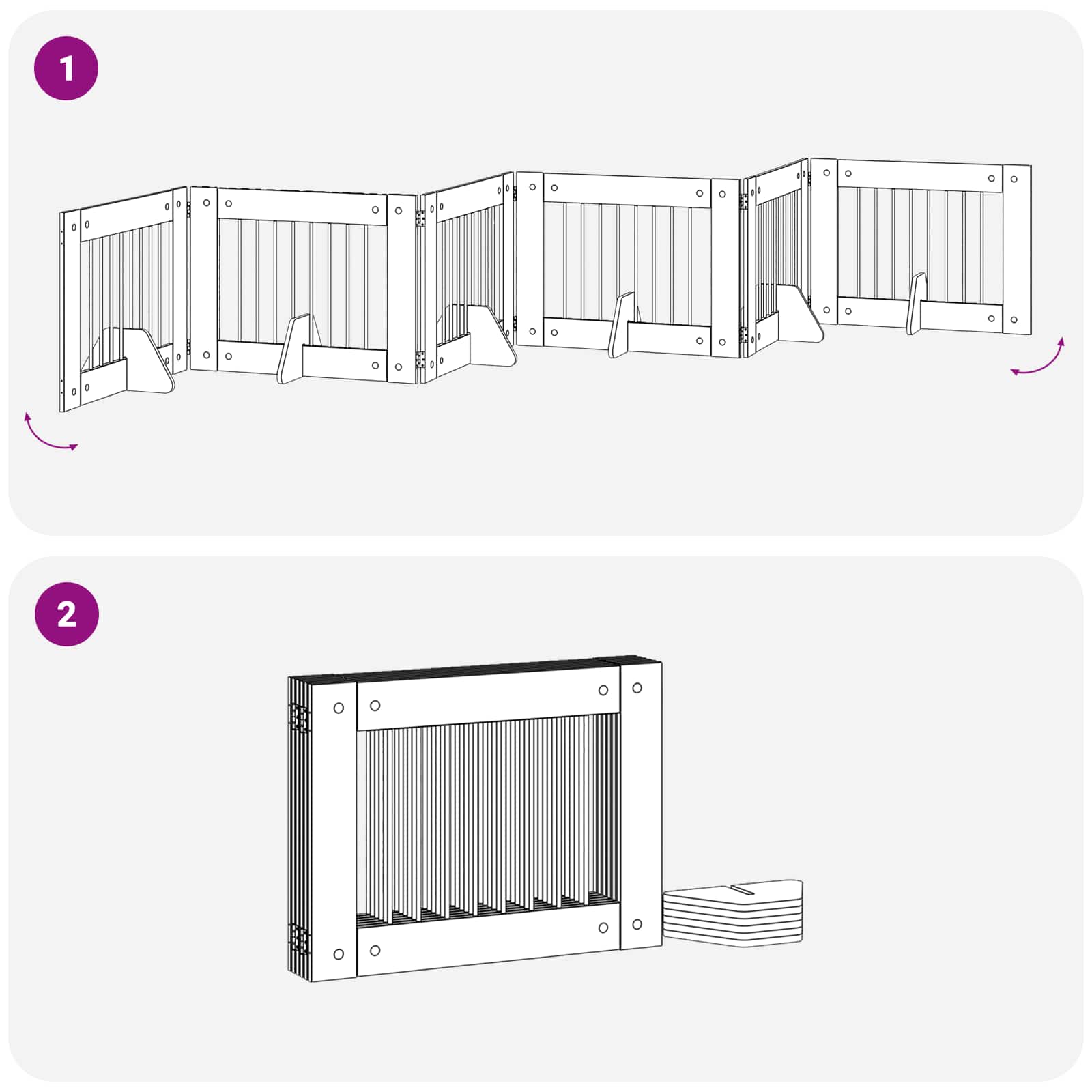 vidaXL Bramka dla psów z podpórkami 6 pcs Dąb wędzony 80 x 60 cm