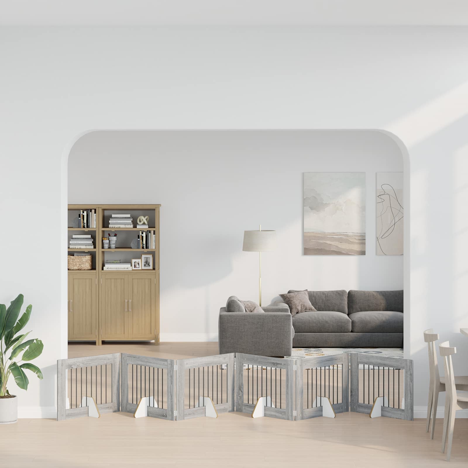 vidaXL Bramka dla psów z podpórkami 6 pcs Szary Sonoma 80 x 60 cm