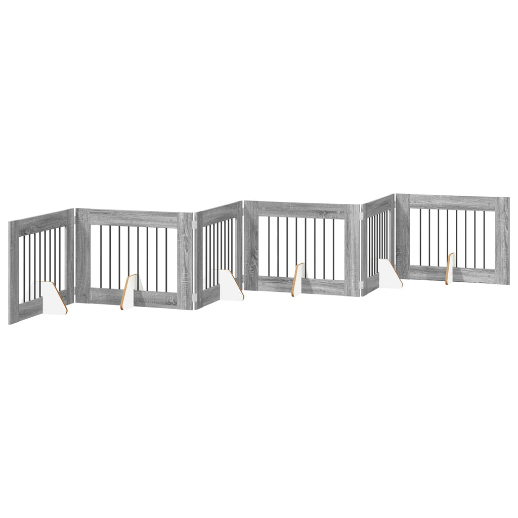 vidaXL Bramka dla psów z podpórkami 6 pcs Szary Sonoma 80 x 60 cm