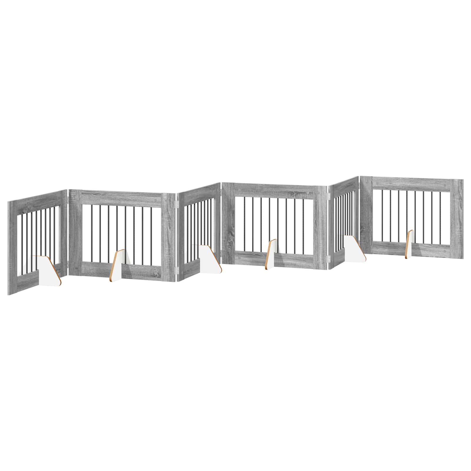 vidaXL Bramka dla psów z podpórkami 6 pcs Szary Sonoma 80 x 60 cm