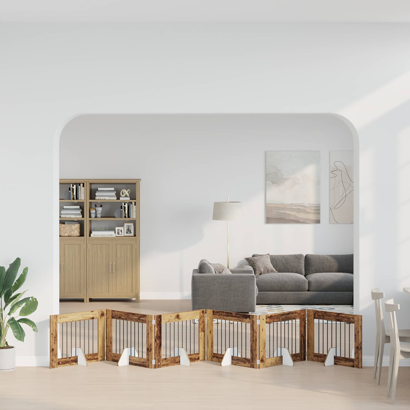 vidaXL Bramka dla psów z podpórkami 6 pcs Stare drewno 80 x 60 cm