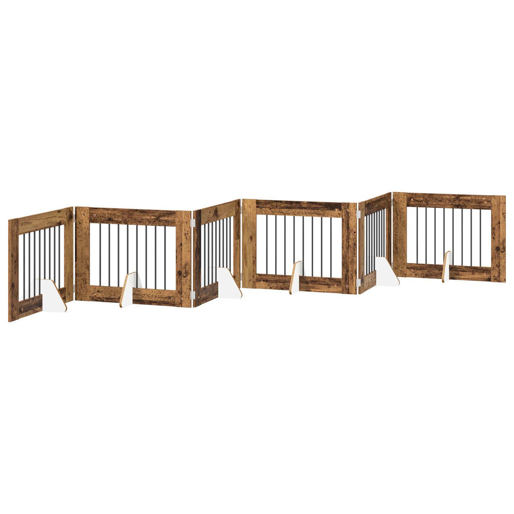 vidaXL Bramka dla psów z podpórkami 6 pcs Stare drewno 80 x 60 cm