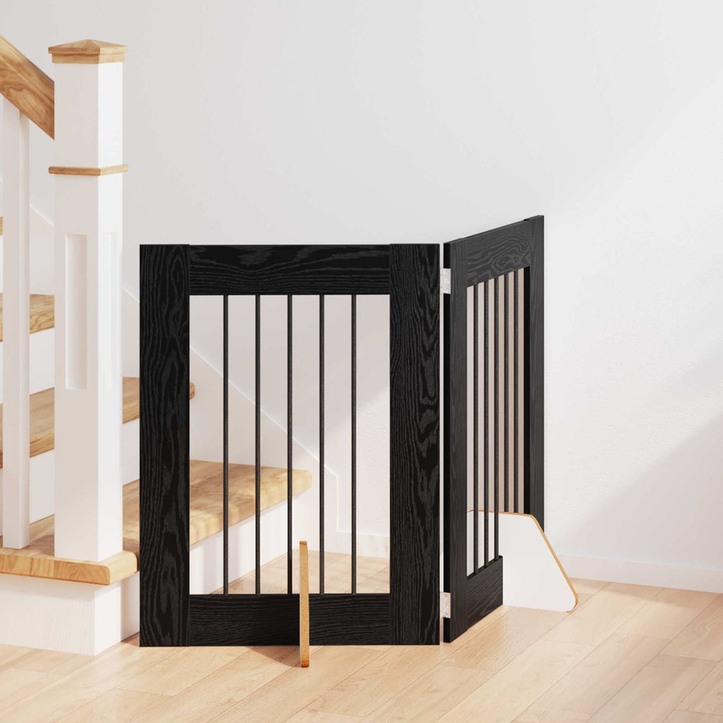 vidaXL Bramka dla psów z podpórkami 2 pcs Czarny dąb 60 x 60 cm
