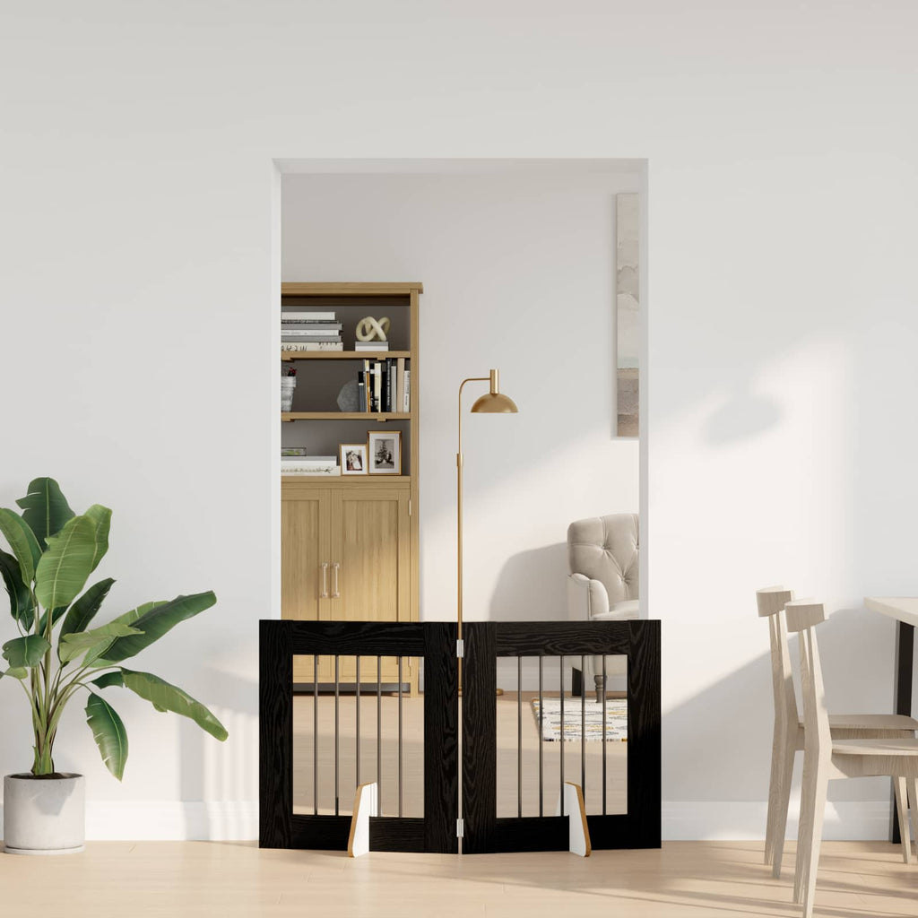 vidaXL Bramka dla psów z podpórkami 2 pcs Czarny dąb 60 x 60 cm
