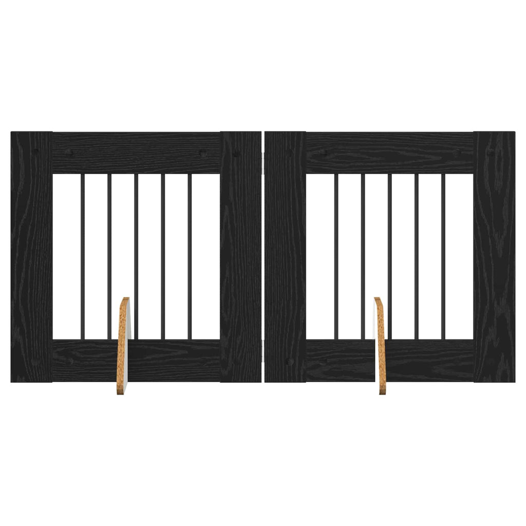 vidaXL Bramka dla psów z podpórkami 2 pcs Czarny dąb 60 x 60 cm