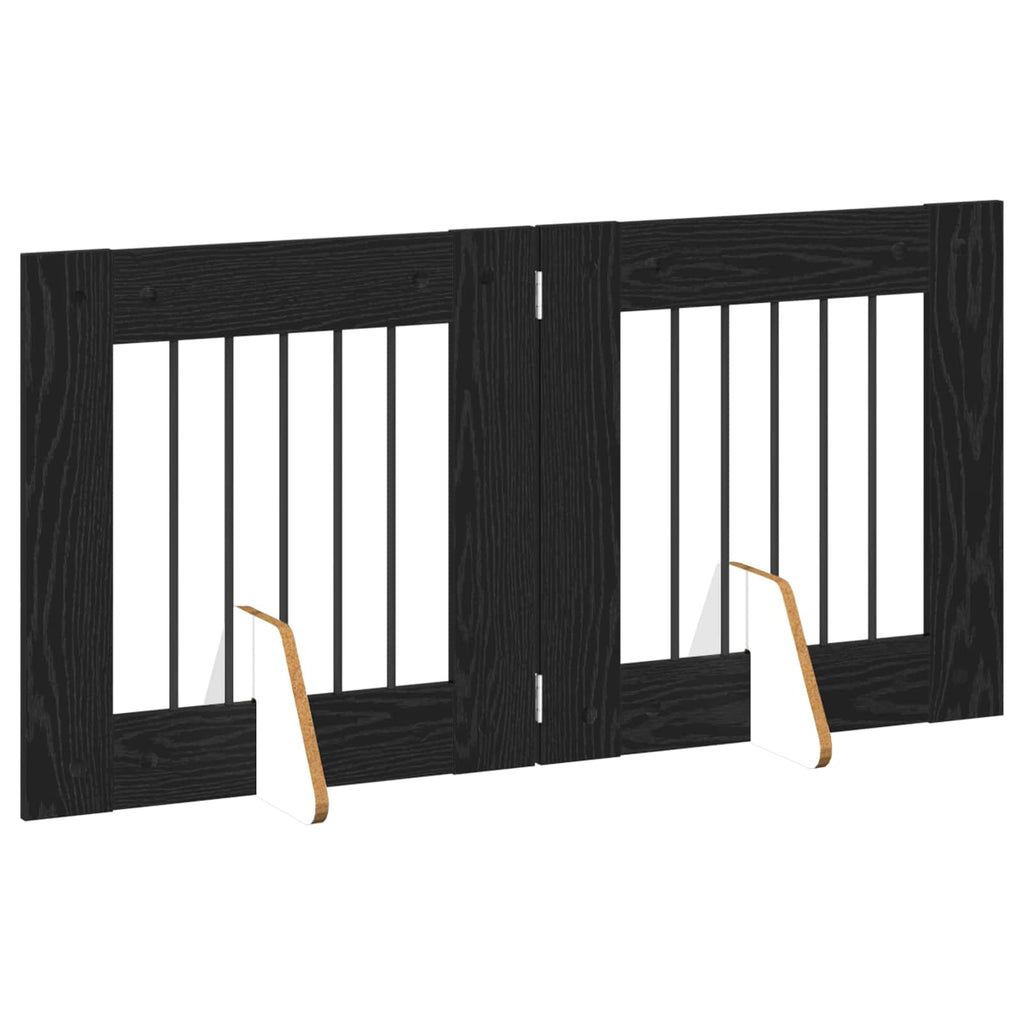 vidaXL Bramka dla psów z podpórkami 2 pcs Czarny dąb 60 x 60 cm