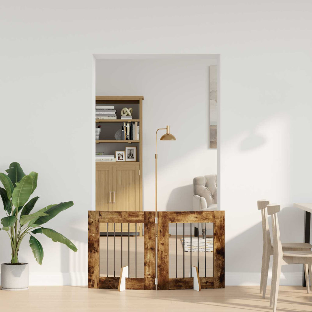 vidaXL Bramka dla psów z podpórkami 2 pcs Dąb wędzony 60 x 60 cm