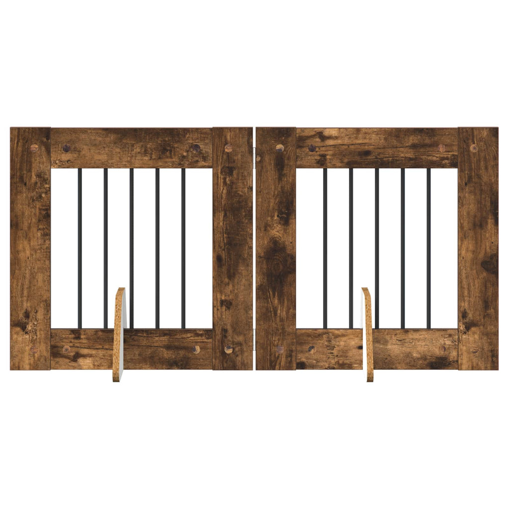 vidaXL Bramka dla psów z podpórkami 2 pcs Dąb wędzony 60 x 60 cm