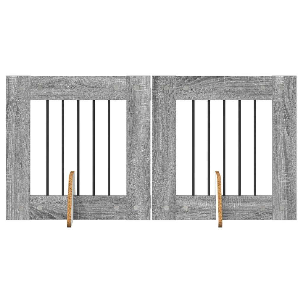 vidaXL Bramka dla psów z podpórkami 2 pcs Szary Sonoma 60 x 60 cm