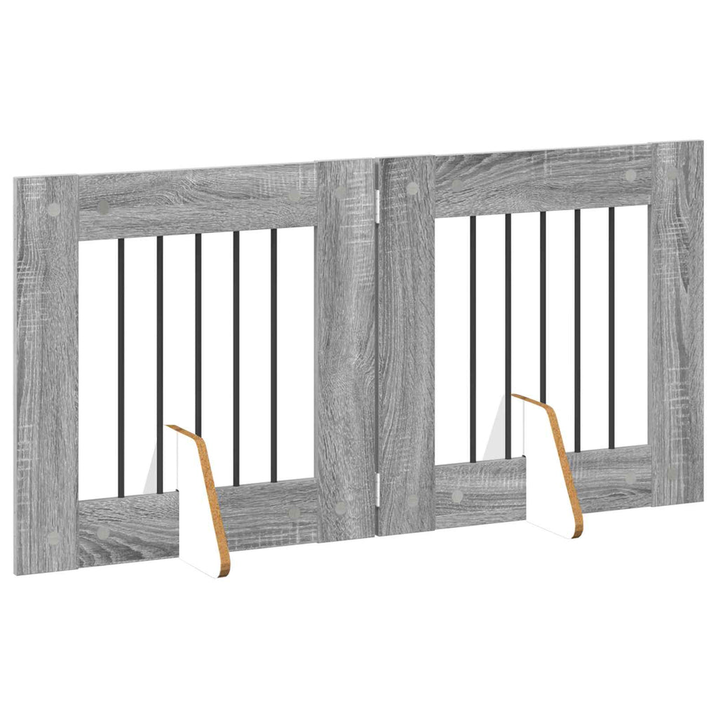 vidaXL Bramka dla psów z podpórkami 2 pcs Szary Sonoma 60 x 60 cm
