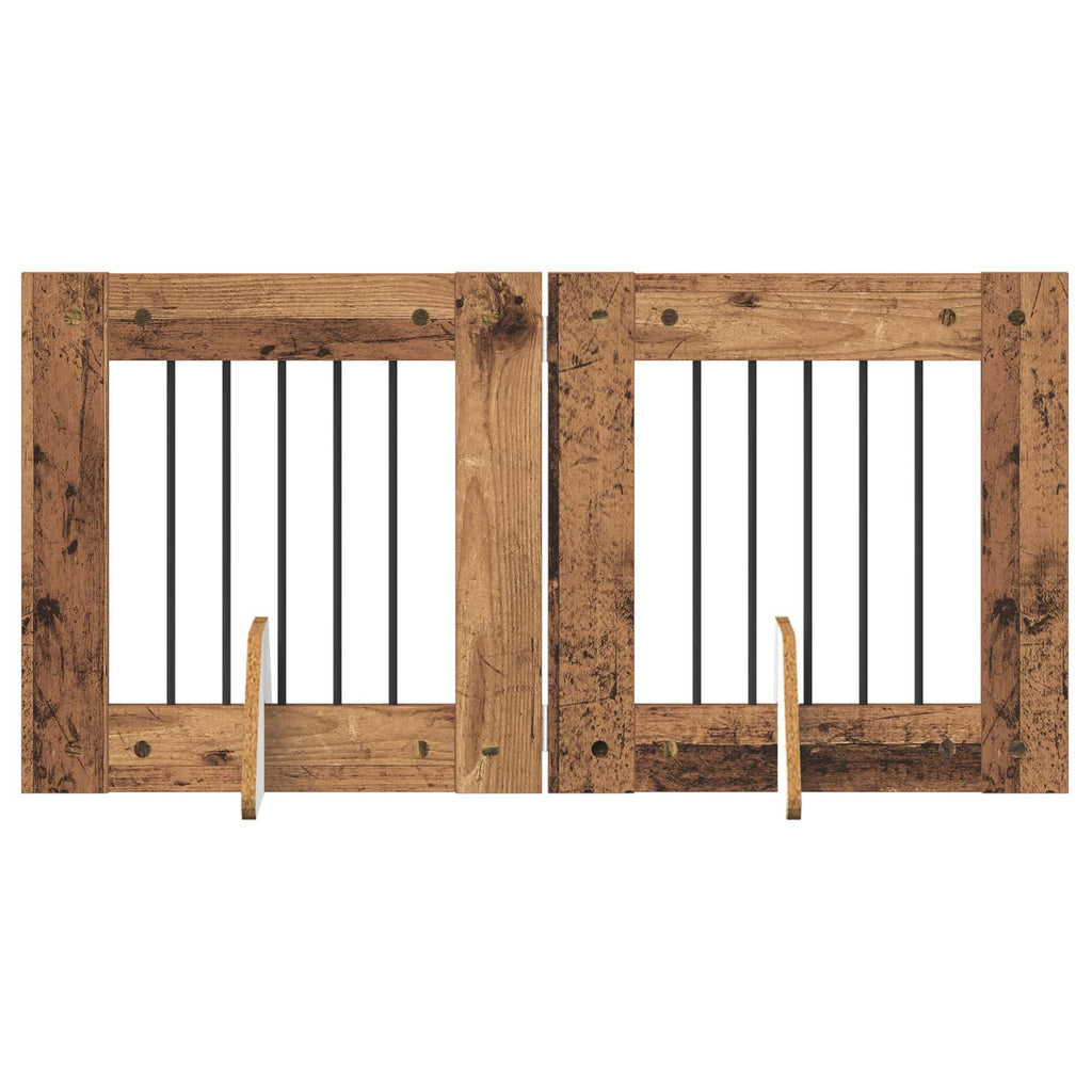 vidaXL Bramka dla psów z podpórkami 2 pcs Stare drewno 60 x 60 cm