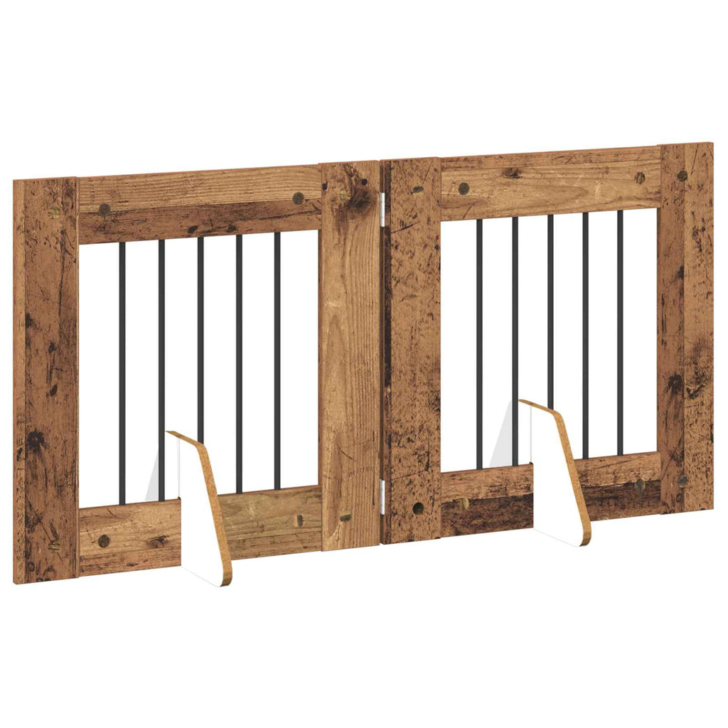 vidaXL Bramka dla psów z podpórkami 2 pcs Stare drewno 60 x 60 cm