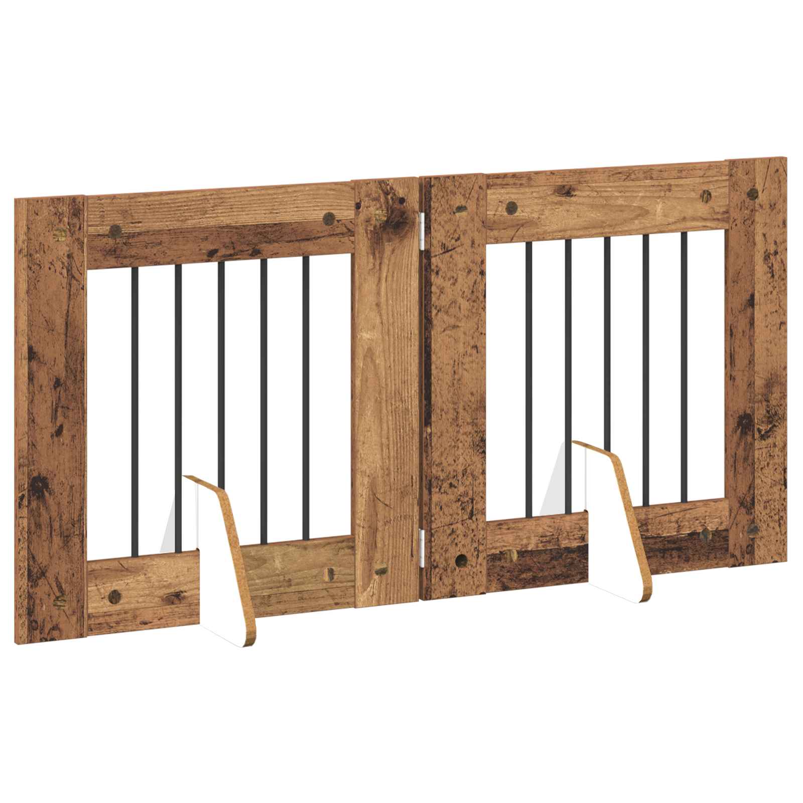 vidaXL Bramka dla psów z podpórkami 2 pcs Stare drewno 60 x 60 cm