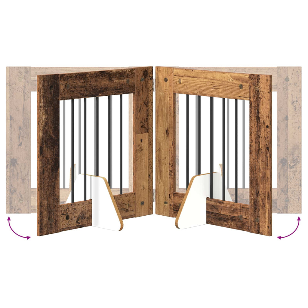 vidaXL Bramka dla psów z podpórkami 2 pcs Stare drewno 60 x 60 cm