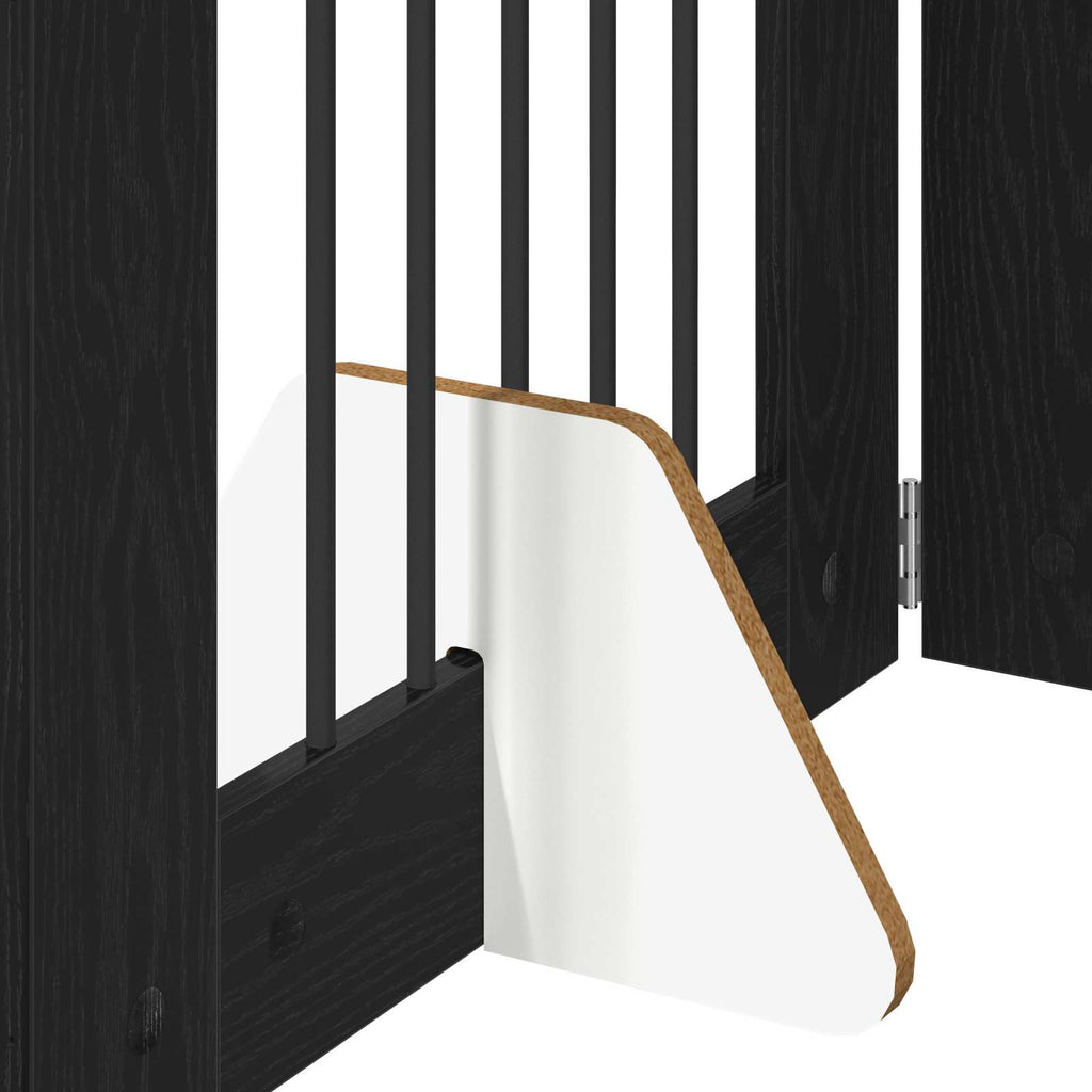 vidaXL Bramka dla psów z podpórkami 4 pcs Czarny dąb 60 x 60 cm