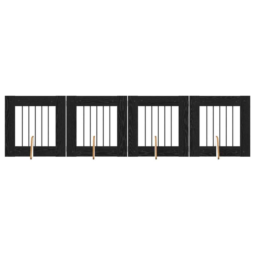 vidaXL Bramka dla psów z podpórkami 4 pcs Czarny dąb 60 x 60 cm